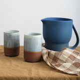 Kati Von Lehman Matte Blue Water Pitcher and Shino Tumblers 