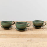 Kati Von Lehman Home CoffeeTea Cappuccino Mug and Saucer in Emerald Emerald