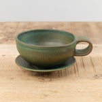 Kati Von Lehman Home CoffeeTea Cappuccino Mug and Saucer in Emerald Emerald