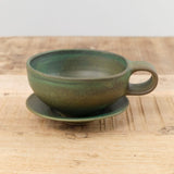 Kati Von Lehman Home CoffeeTea Cappuccino Mug and Saucer in Emerald Emerald