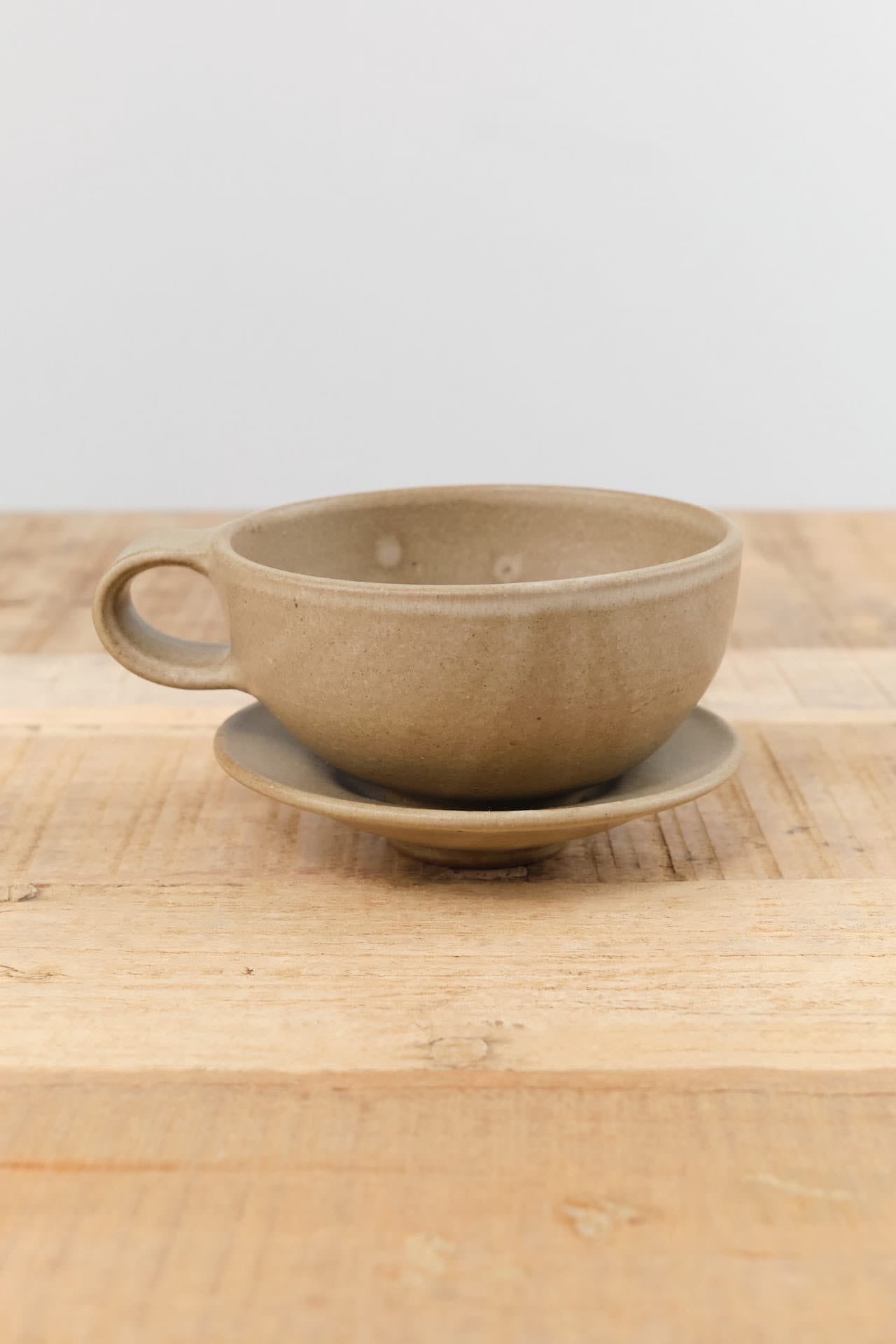 Kati Von Lehman Home CoffeeTea Cappuccino Mug and Saucer in Taupe Taupe