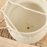 Kati Von Lehman Ceramics Hanging Cinched Planter in White Stoneware