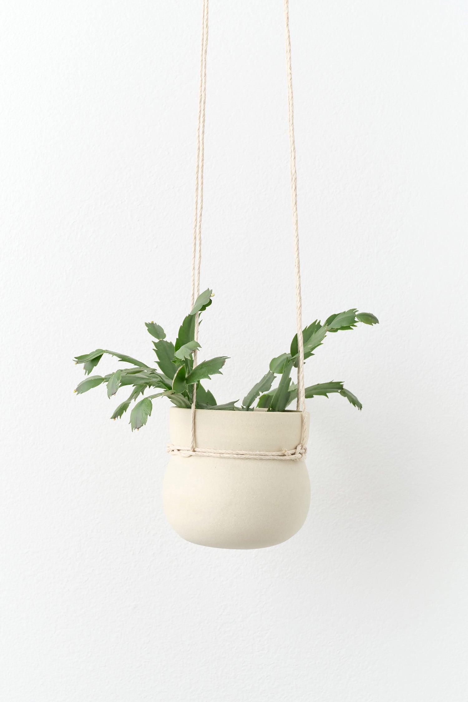 Hanging Cinched Planter by Kati Von Lehman in White Stoneware