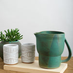 Kati Von Lehman Emerald Green Water Pitcher with Matthew Ward Felix Tumblers