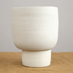 Kati Von Lehman Home Planters Large Pedestal Planter in White White