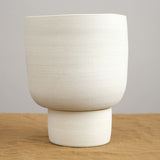 Kati Von Lehman Home Planters Large Pedestal Planter in White White