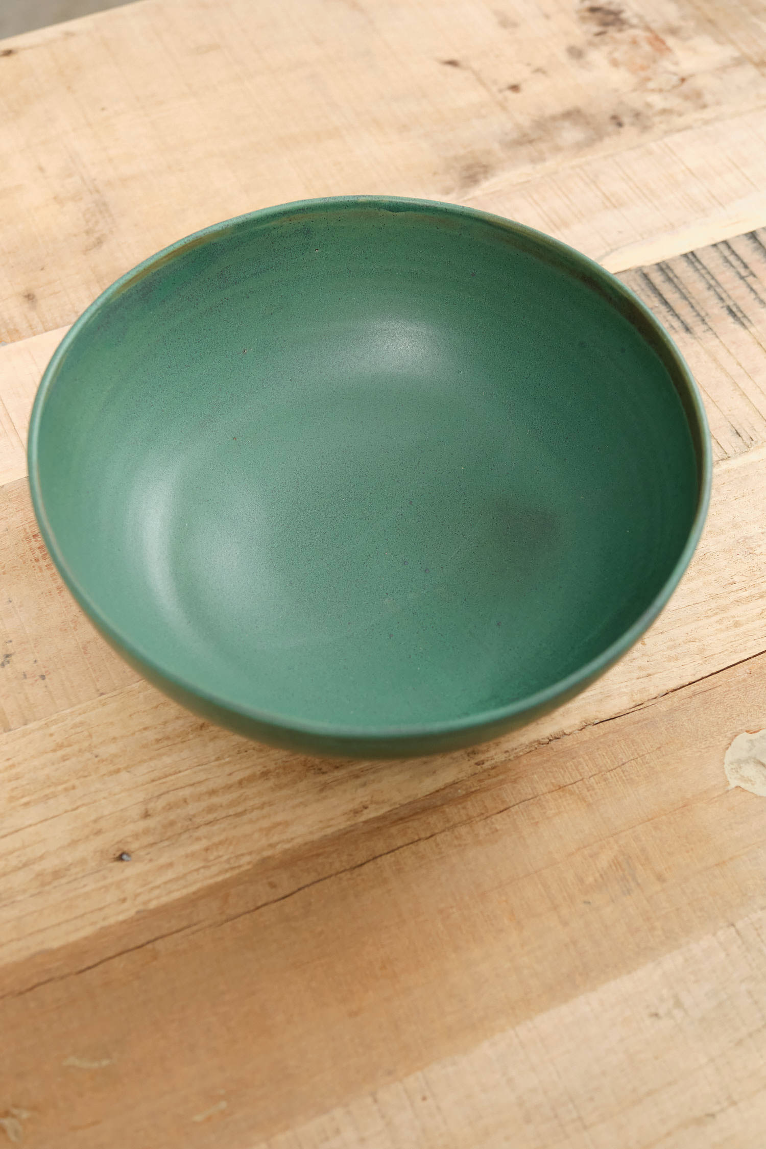 Emerald Green Large Salad Bowl by Kati Von Lehman Ceramics