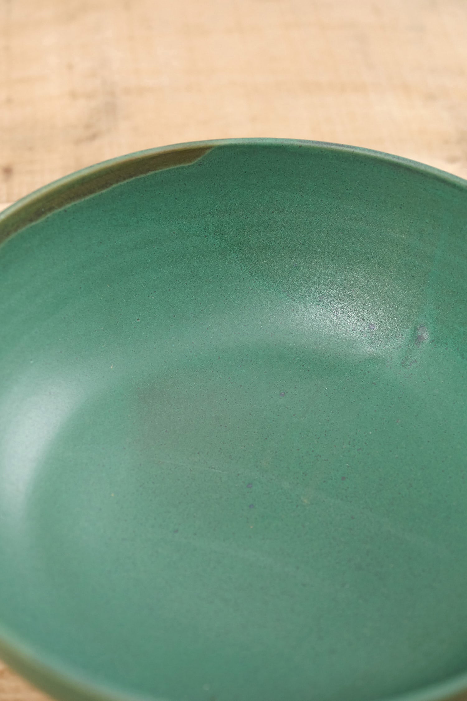 Kati Von Lehman Ceramic Large Salad Bowl in Emerald Green Glaze