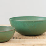 Kati Von Lehman Handmade Ceramic Nesting Kitchen Bowls in Emerald Green Glaze