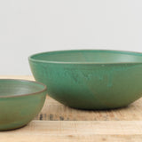 Kati Von Lehman Handmade Ceramic Nesting Kitchen Bowls in Emerald Green Glaze