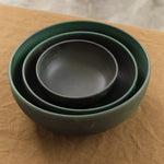 Stacked Nesting Kitchen Bowls in Emerald