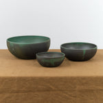 Front view of Nesting Kitchen Bowls in Emerald