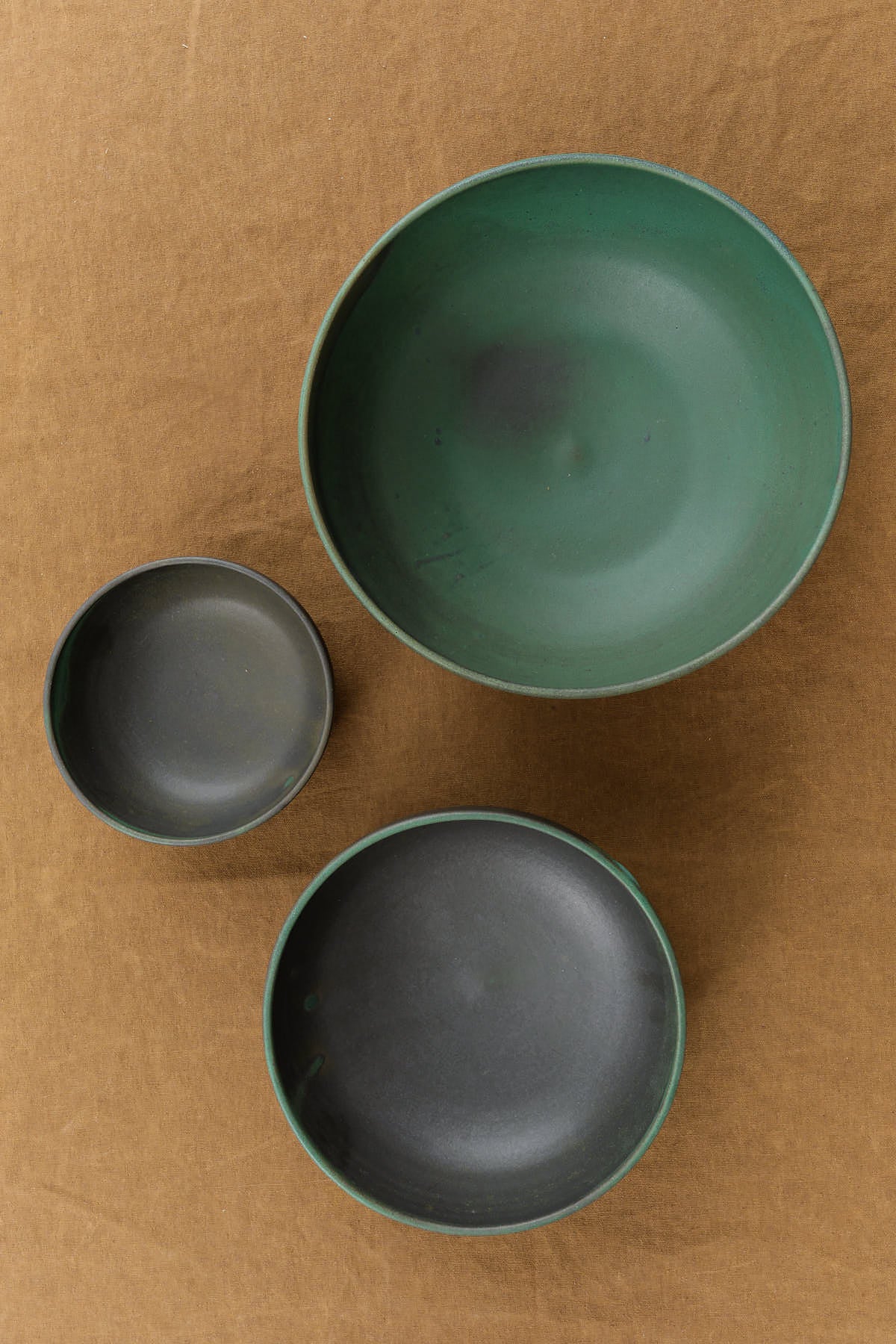 Top view of Nesting Kitchen Bowls in Emerald