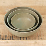 Kati Von Lehman Handmade Ceramic Nesting Kitchen Bowls in Jade Green