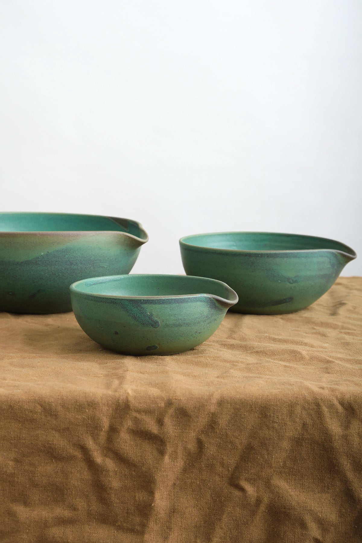Kati Von Lehman Pouring Bowl set of Three in Emerald