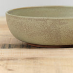 Kati Von Lehman Handmade Shallow Ramen Bowl Ceramic Pottery in Jade Green Glaze 