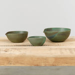 Spouted Nesting Bowl Set by Kati Von Lehman in Emerald