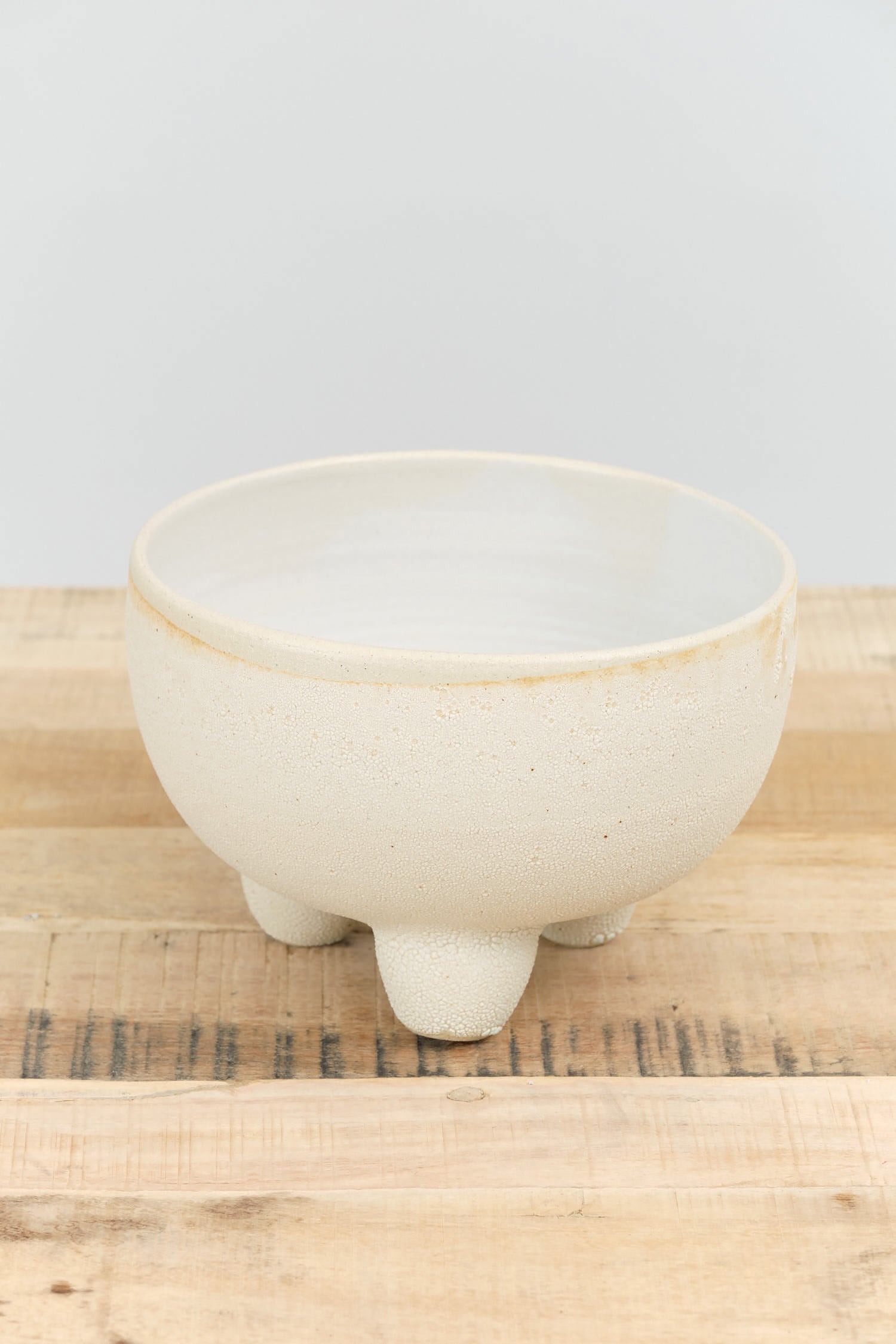 White Stoneware Tripod Planter by Kati Von Lehman