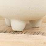 Kati Von Lehman Handmade Ceramics White Stoneware Tripod Planter Pot with Drainage Hole