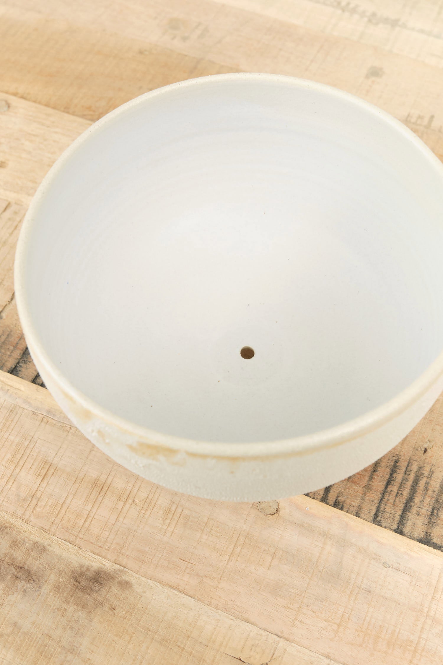 Tripod Planter Pot with Drainage Hole in White Stoneware by Kati Von Lehman Handmade Ceramics 