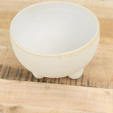 White Stoneware Tripod Planter Pot with Drainage Hole by Kati Von Lehman Handmade Ceramics