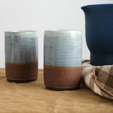 Kati Von Lehman Tumbler in Brownstone with Matte Blue Pitcher