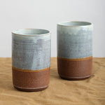 Handmade Ceramic Brownstone Tumblers with Shino Glaze