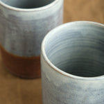 Shino glaze with small speckled details on Brownstone Tumbler 