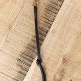 Black Leather Long Knot Keychain by KikaNY with Brass