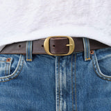 Oval Buckle Belt by Kika NY in Walnut