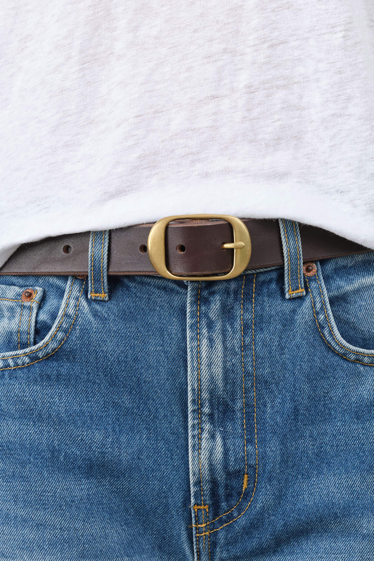 Oval Buckle Belt by Kika NY in Walnut