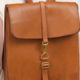 KikaNY Leather and Brass Straps Postal Backpack #1 in Tan Brown