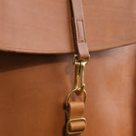 Leather and Brass Postal Backpack #1 KikayNY in Tan Brown