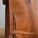 Tan Brown KikaNY Leather and Brass Postal Backpack #1