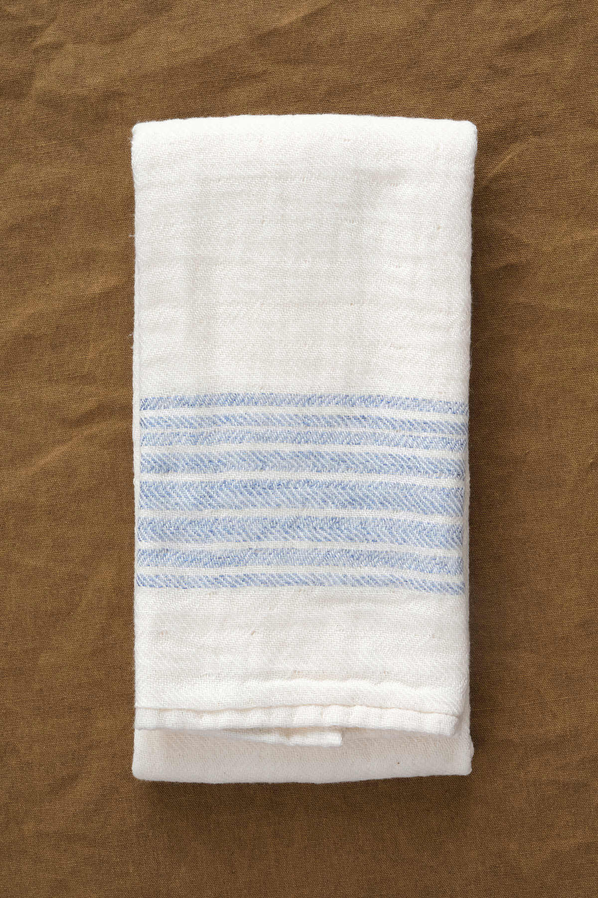 Folded Flax Line Hand Towel in Blue/Ivory