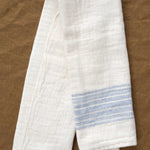 Angled Flax Line Hand Towel in Blue/Ivory