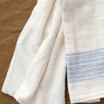 Interior view of Flax Line Hand Towel in Blue/Ivory