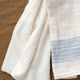 Interior view of Flax Line Hand Towel in Blue/Ivory