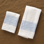 Styled Flax Line Washcloth in Blue/Ivory
