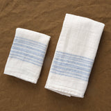 Styled Flax Line Washcloth in Blue/Ivory