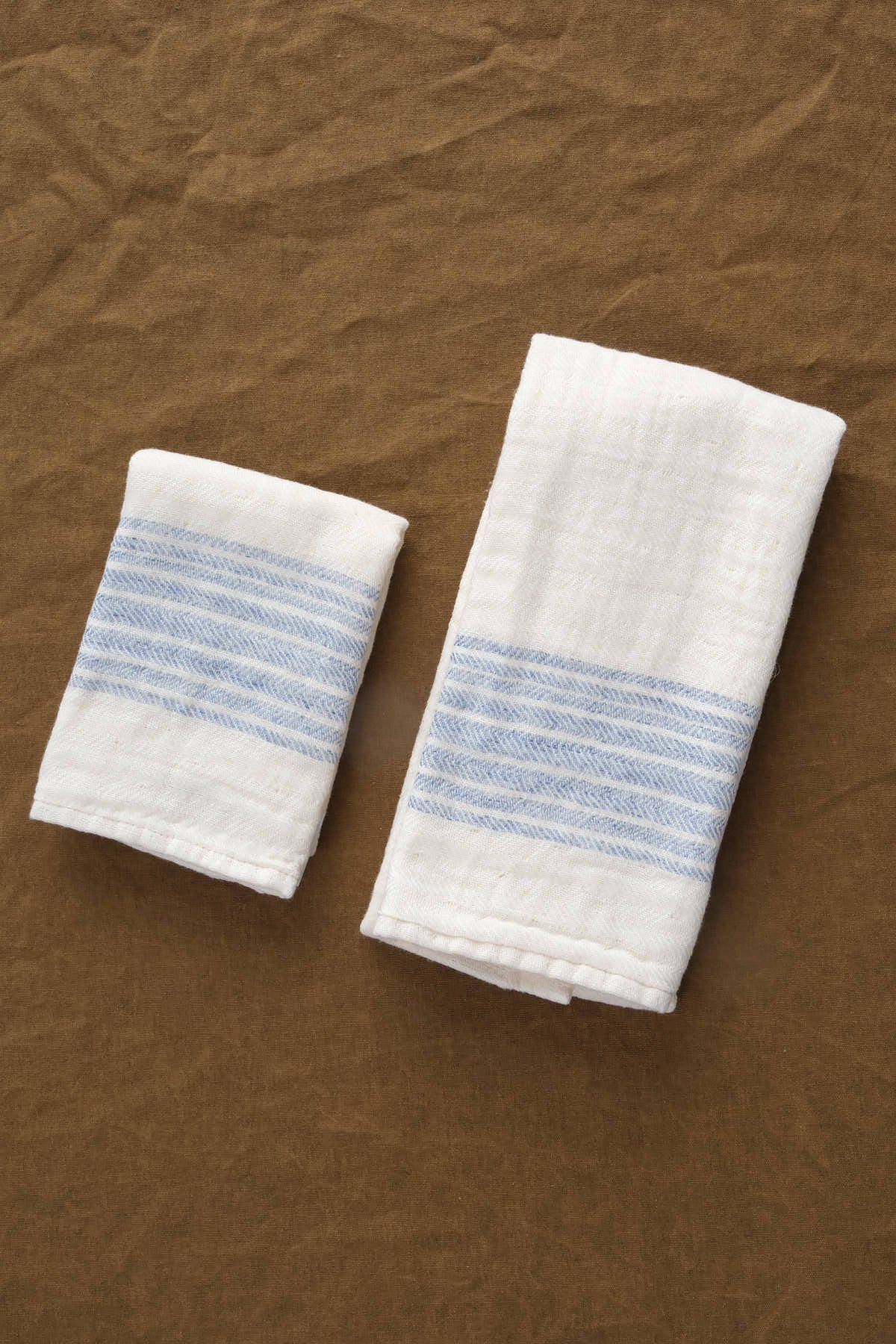 Styled Flax Line Washcloth in Blue/Ivory