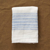 Folded Flax Line Washcloth in Blue/Ivory