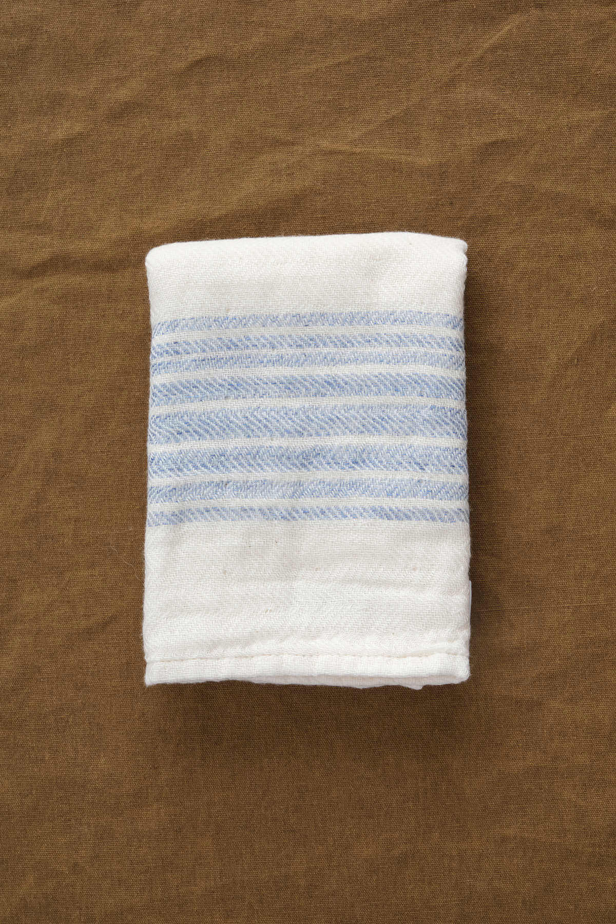 Folded Flax Line Washcloth in Blue/Ivory