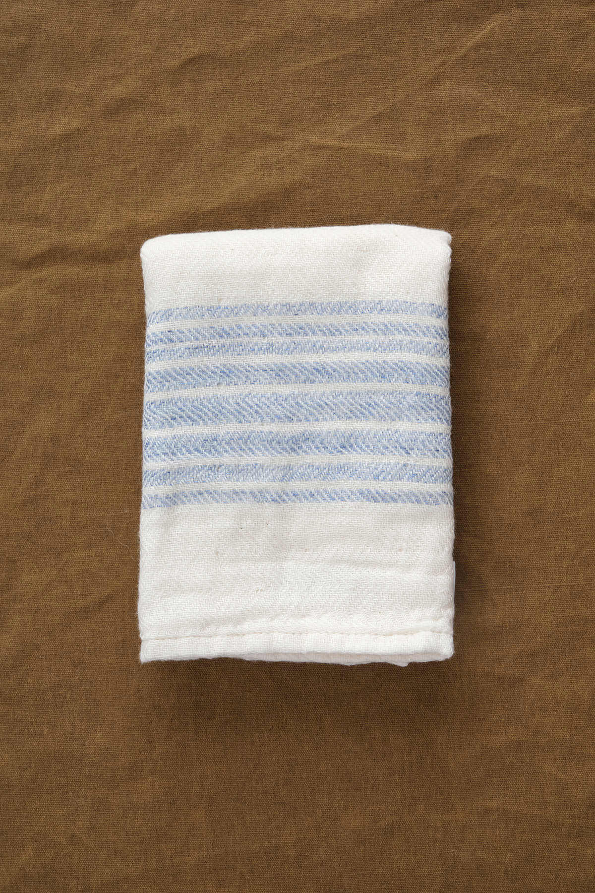 Kontex Home Bath Textiles Flax Line Washcloth Blue-Ivory / 13.25" L X 13.25" W