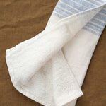 Interior view of Flax Line Washcloth in Blue/Ivory