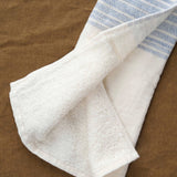 Interior view of Flax Line Washcloth in Blue/Ivory