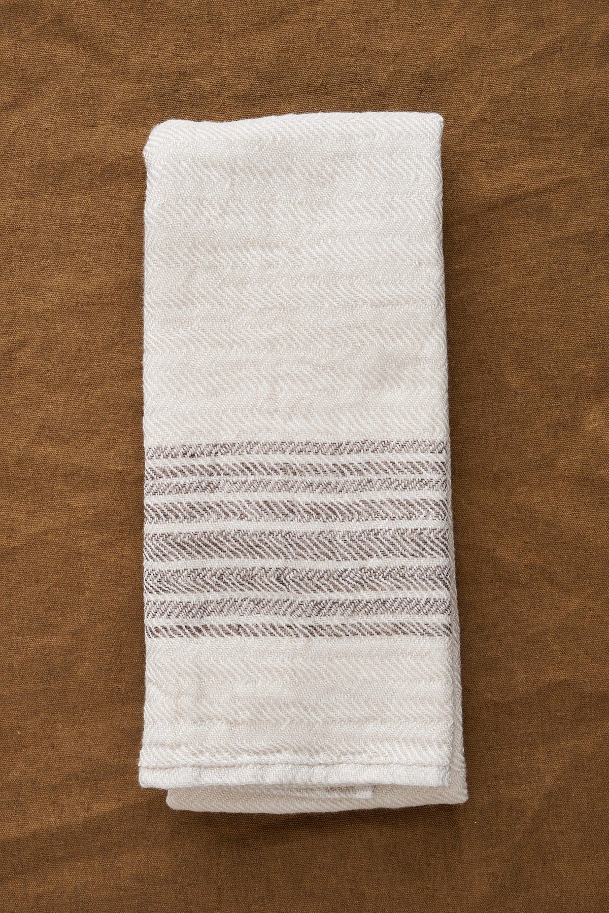 Kontex Home Bath Towels Flax Line Hand Towel Brown-Beige / 33.5" L X 13.25" W