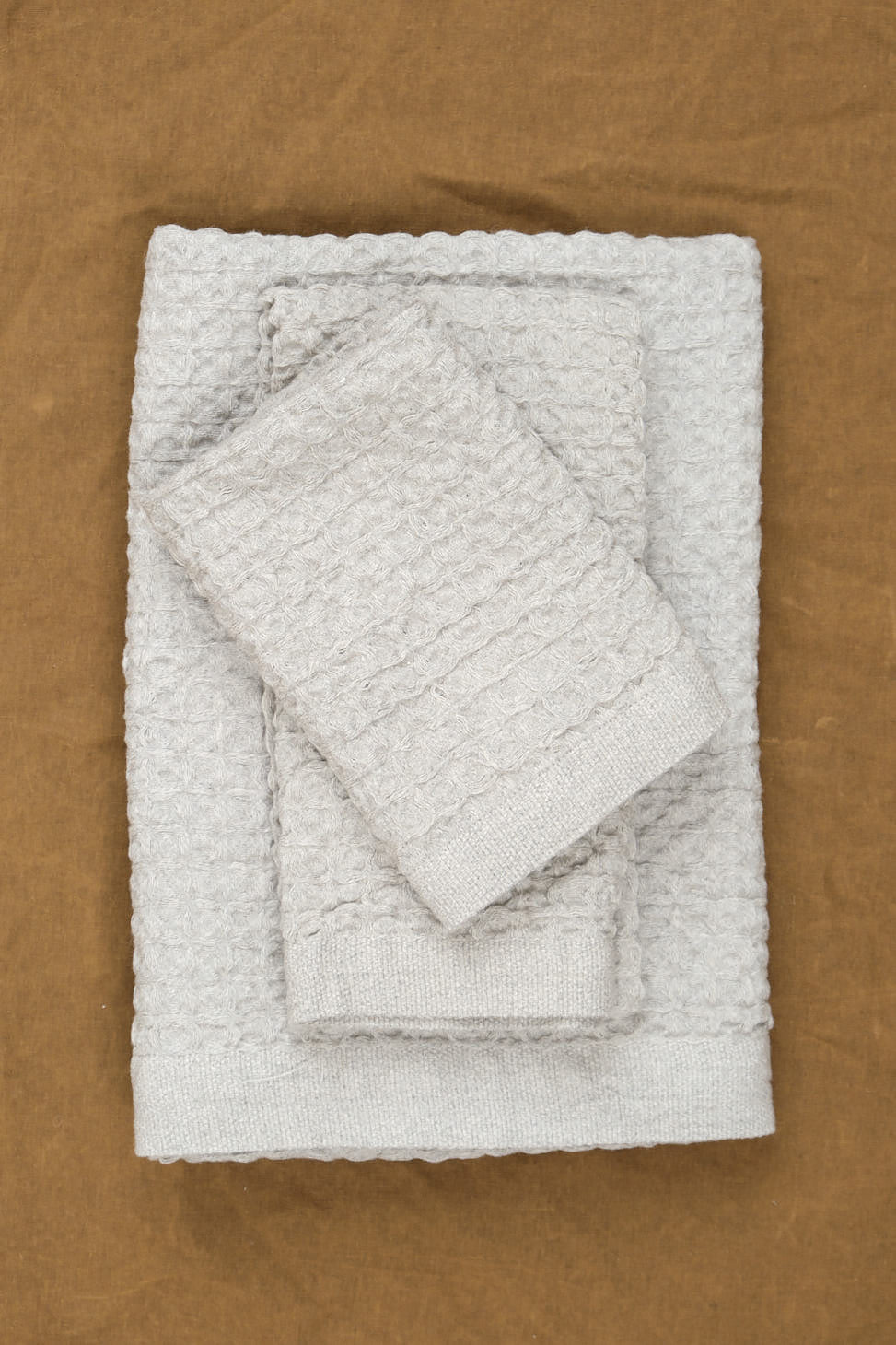 Lattice Cotton/Linen Hand Towel in Ice Grey stacked
