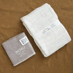 Moku Linen Hand Towel in Light Grey with washcloth