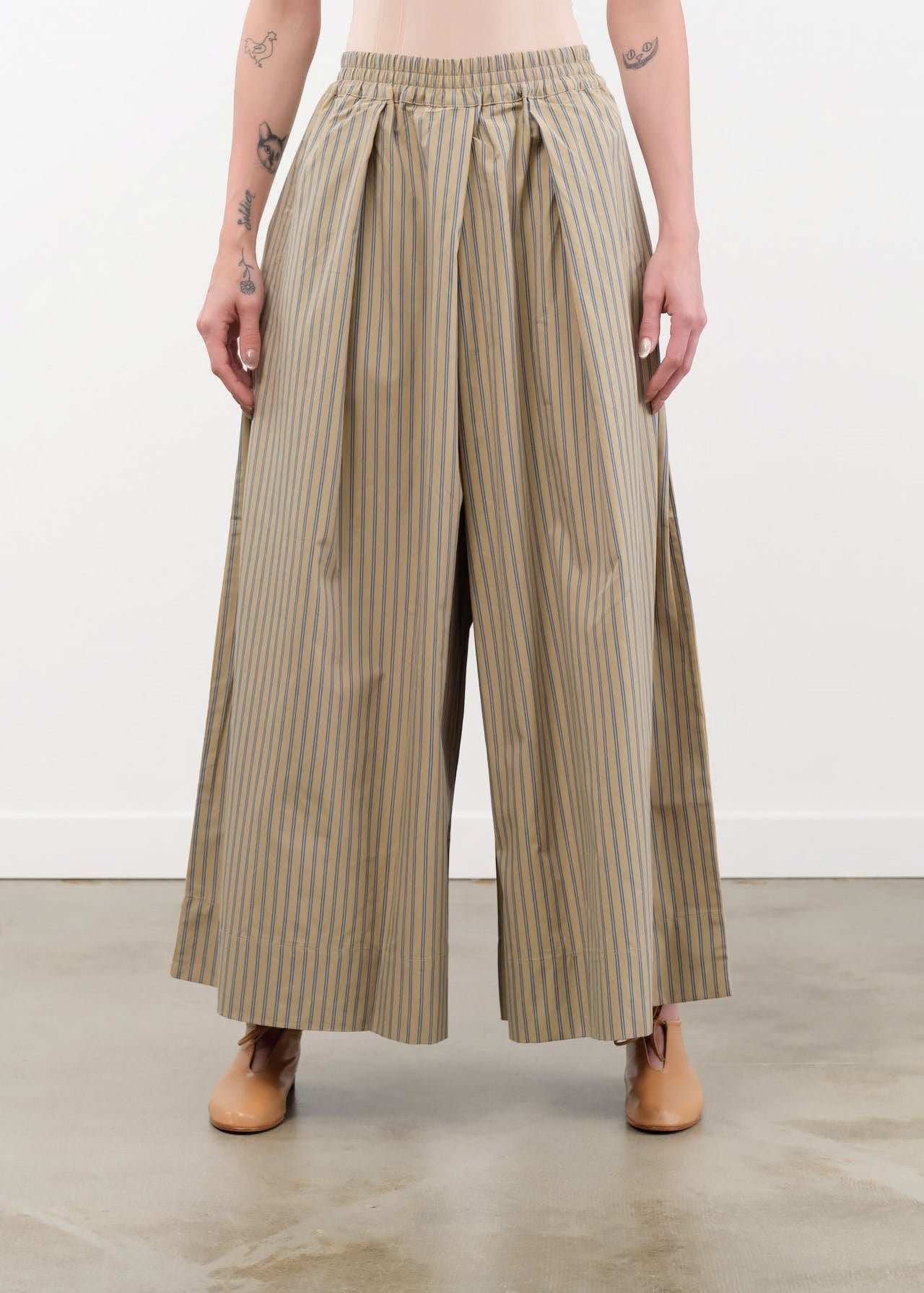 Kowtow Apparel Womens Pants Athena Pant in Double Pinstripe
